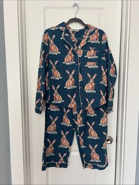 Their Nibs Navy Christmas Rabbit Cotton Pajamas